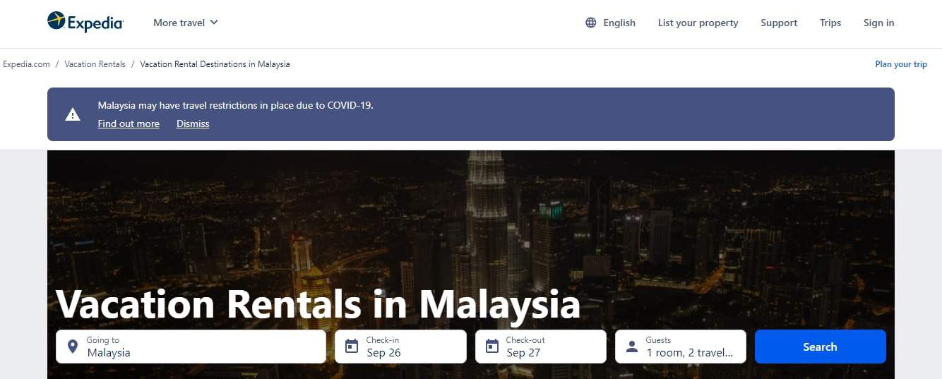 Expedia's Homepage