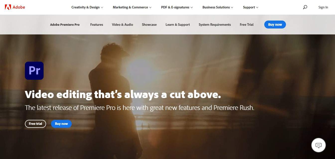 Adobe Premiere Pro's Homepage