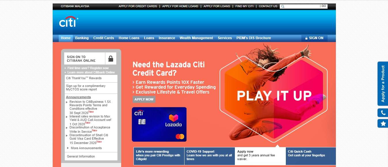 Citibank AcceleRate Savings Account's Homepage