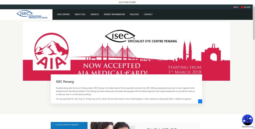 International Specialist Eye Centre (ISEC)'s Homepage