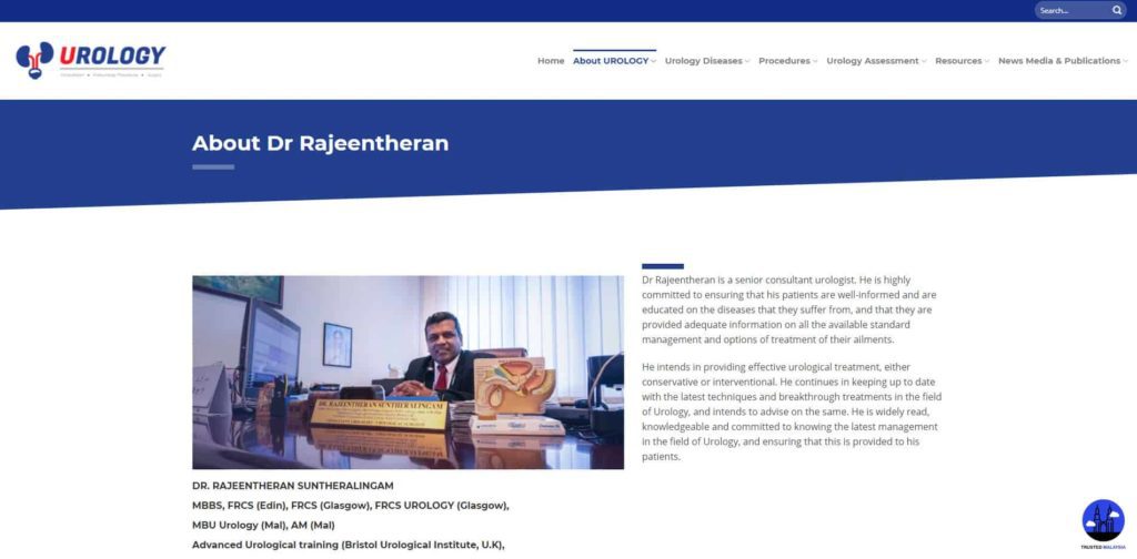 Dr Rajeentheran Suntheralingam, KPJ Damansara Specialist Hospital's Homepage