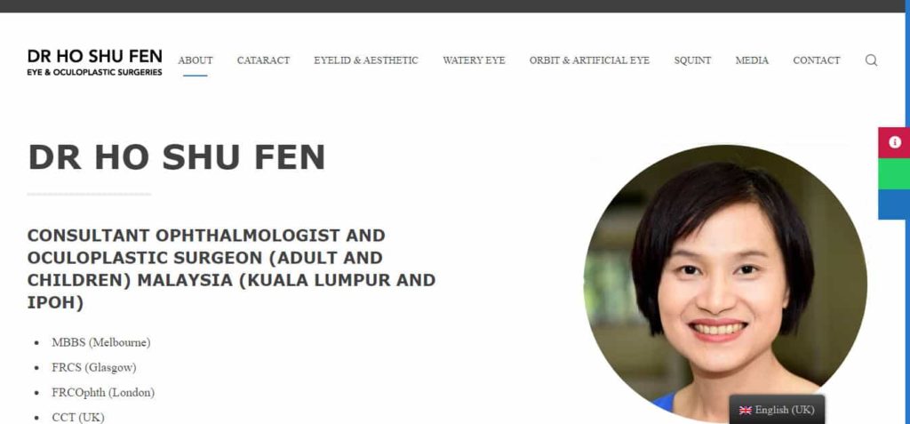 Dr Ho Shu Fen Eye & Oculoplastic Surgeries' Homepage