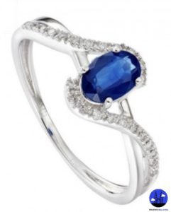Fancy Twisted Blue Sapphire Diamond Ring