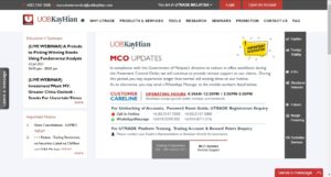Screenshot of UTrade by UOB Kay Hian homepage