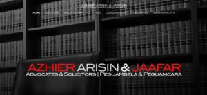An Screenshot of the homepage of Azhier Arisin, and Jaafar - Advocates & Solicitors