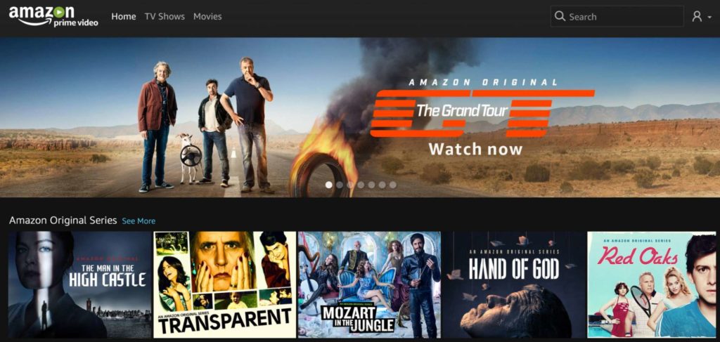 Amazon Prime Video's Homepage