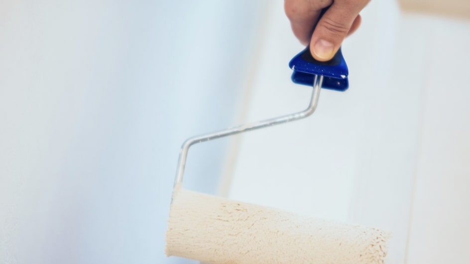 Painting Behind a Toilet With a Brush Roll