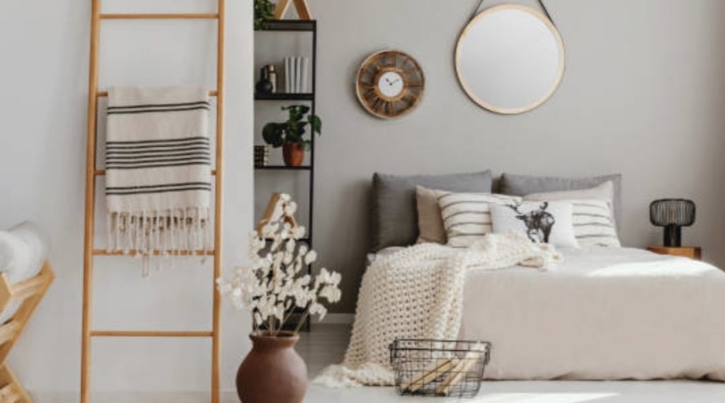 Hang blankets on a rack