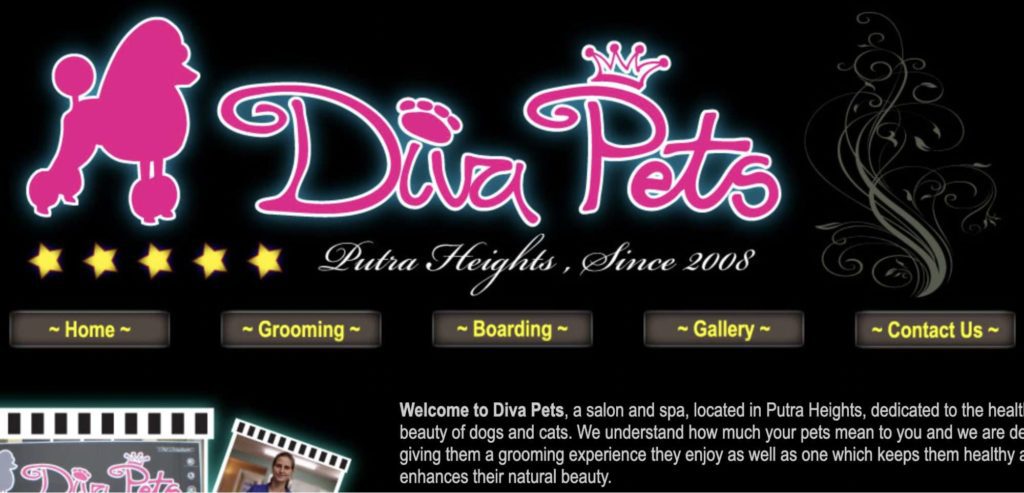 Diva Pets Grooming Salon homepage