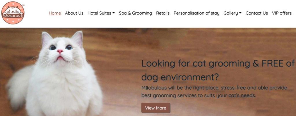 Māobulous Cat Boutique & Spa homepage