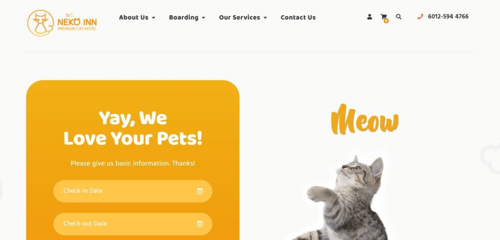 Neko Inn Premium Cat Hotel Homepage