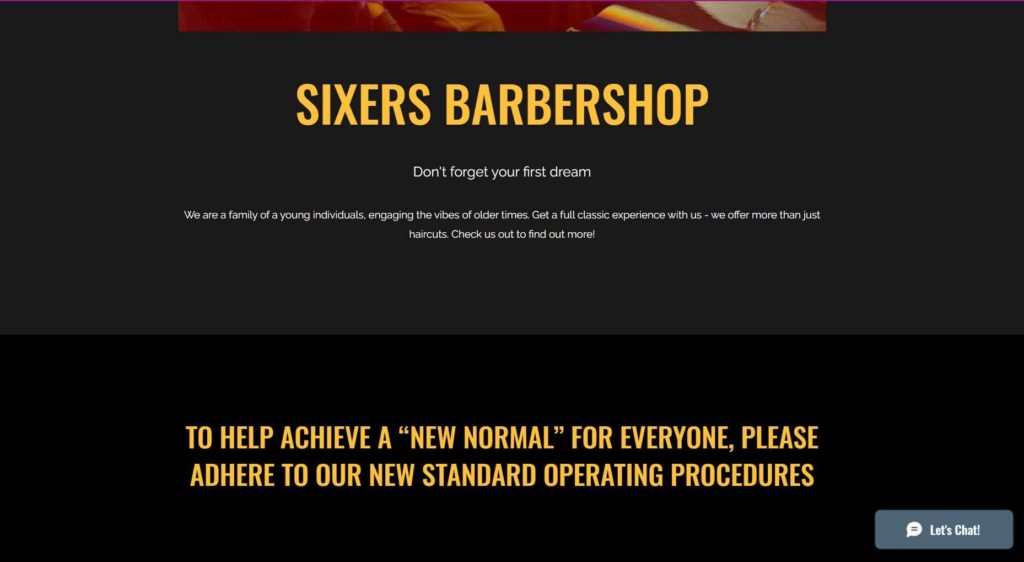 Sixers Barbershop homepage