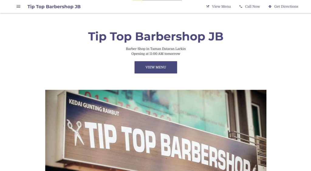 Tip Top Barbershop JB homepage