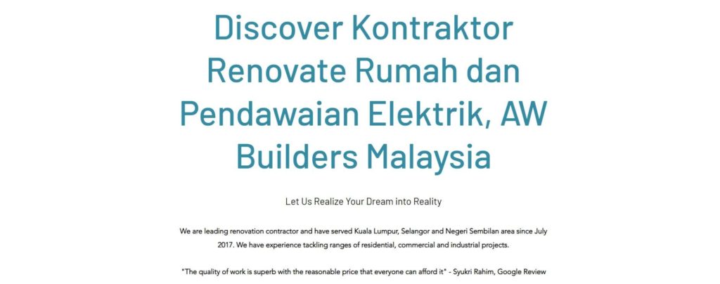 W Builders Malaysia homepage