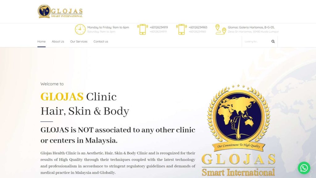 Glojas Aesthetic Clinic Homepage