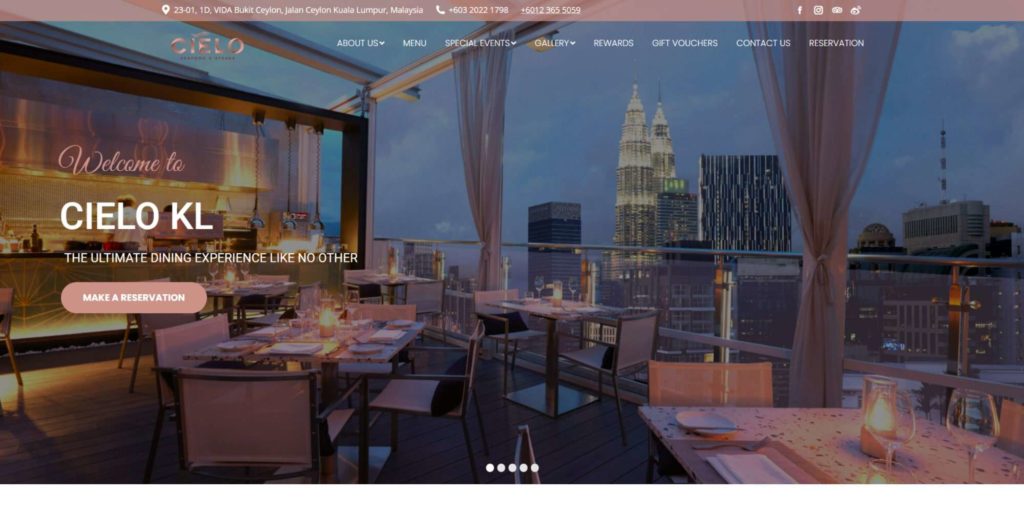 Cielo Sky Dining & Lounge's Homepage