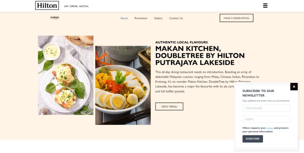 Makan Kitchen at DoubleTree by Hilton Putrajaya Lakeside's Homepage