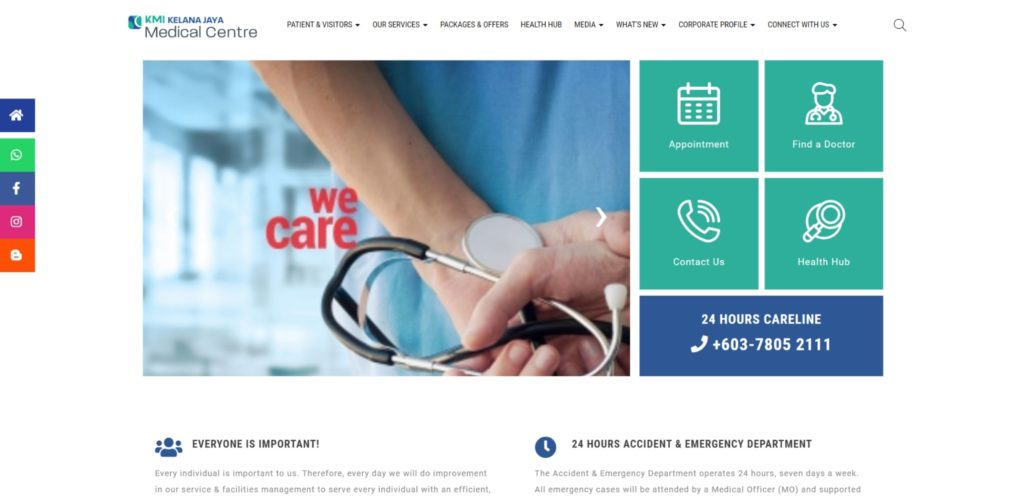KMI Kelana Jaya Medical Centre's Homepage