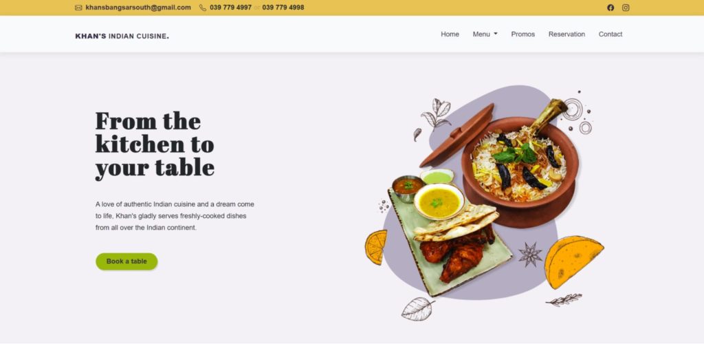 Khan’s Indian Cuisine's Homepage