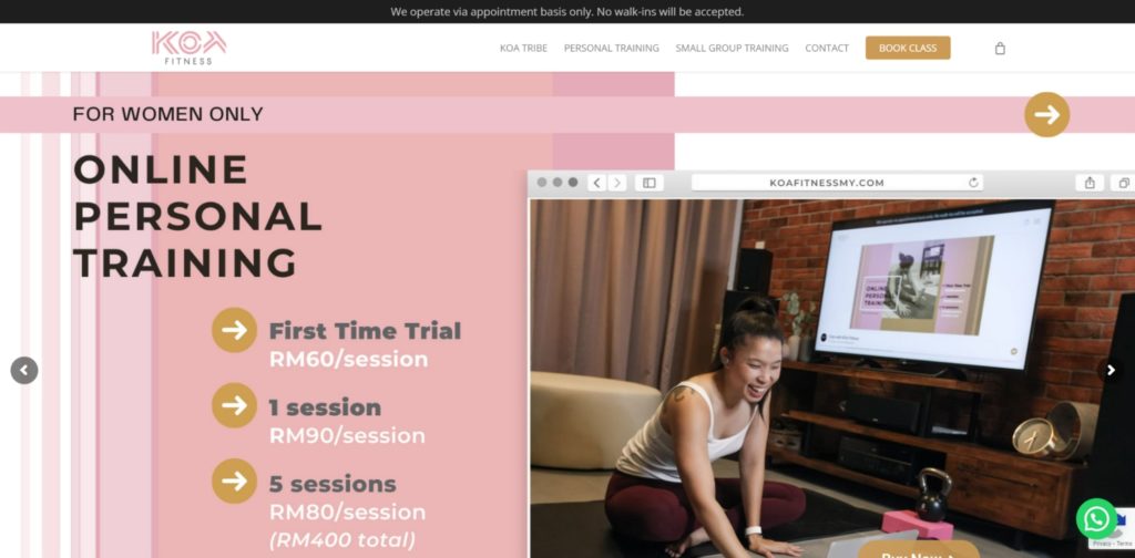 KOA Fitness Homepage