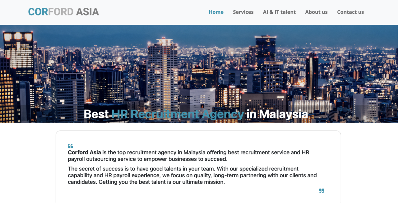 corford asia recruitment
