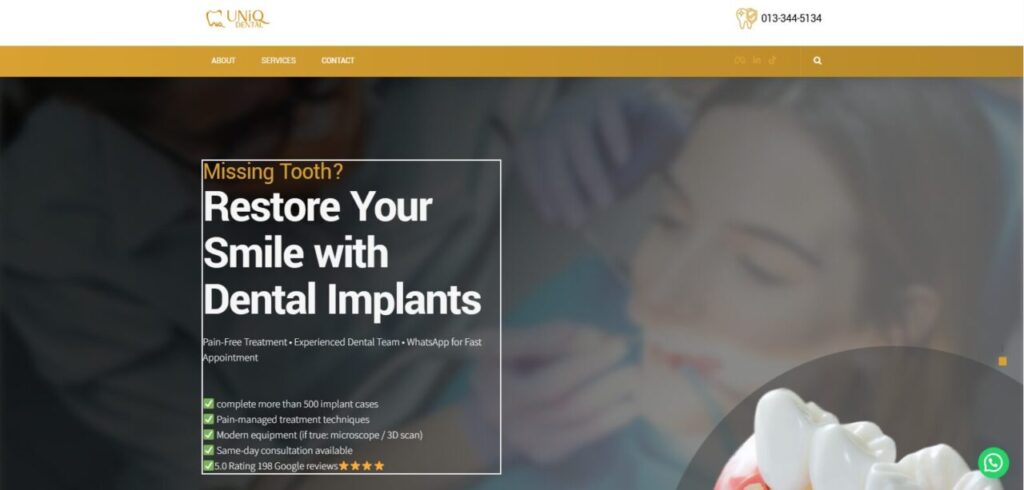 uniq dental homepage